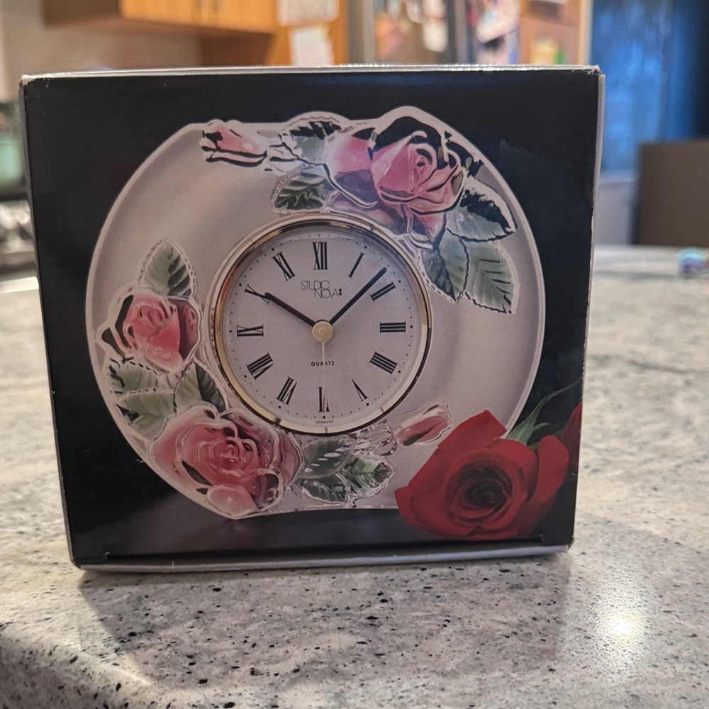 Rose Wall Clock - Elegant Black and Red Design